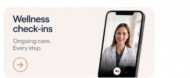 Telehealth video call shown on a phone